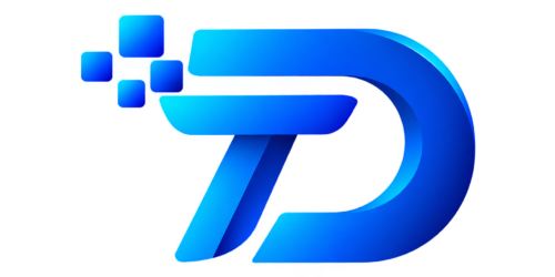 glossy blue digital d emblem